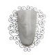 Wrought iron pocket wall sconces featuring a frosted amber glass / metal frame