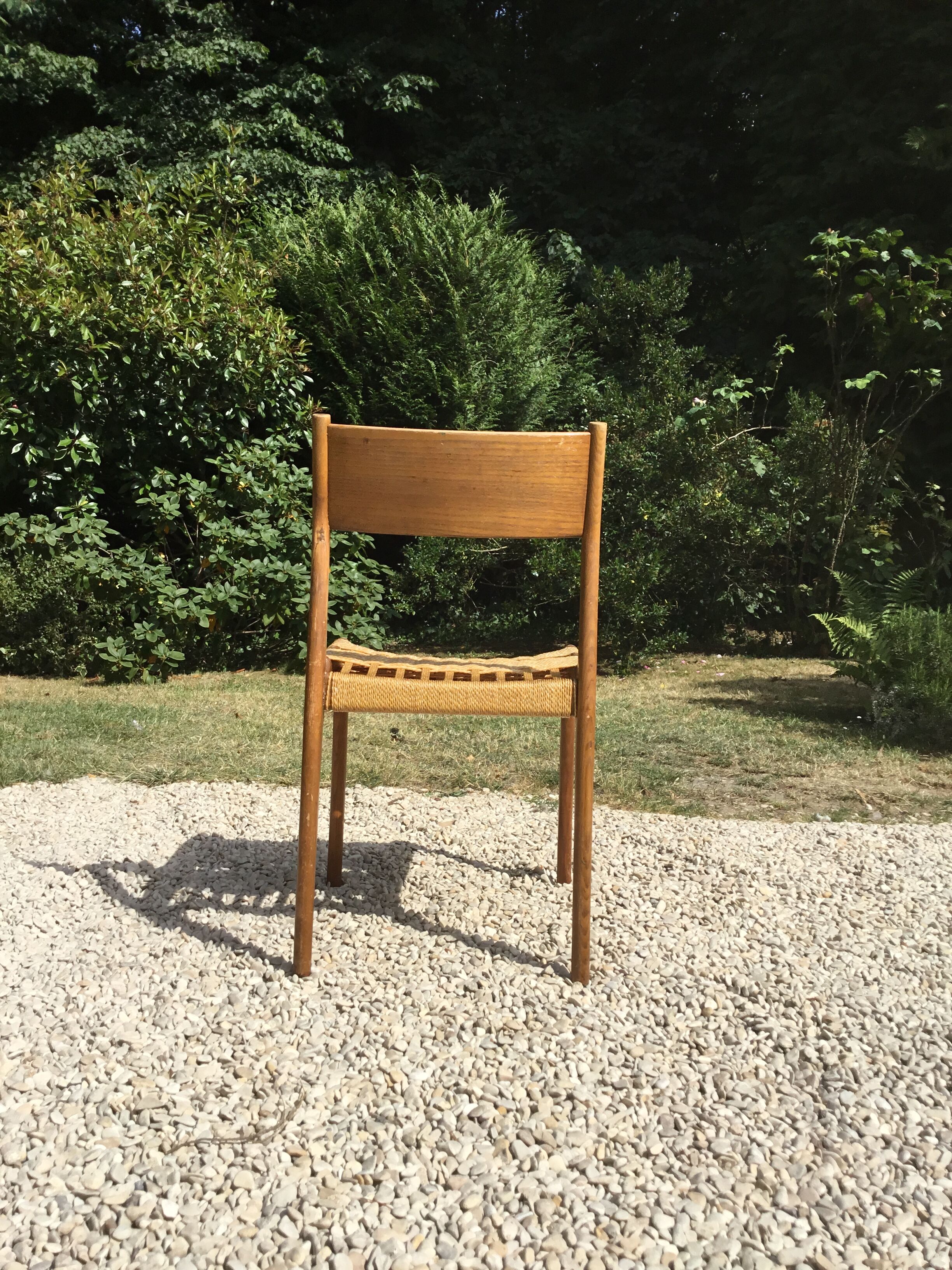 Chaise  bois et corde  italienne 1960