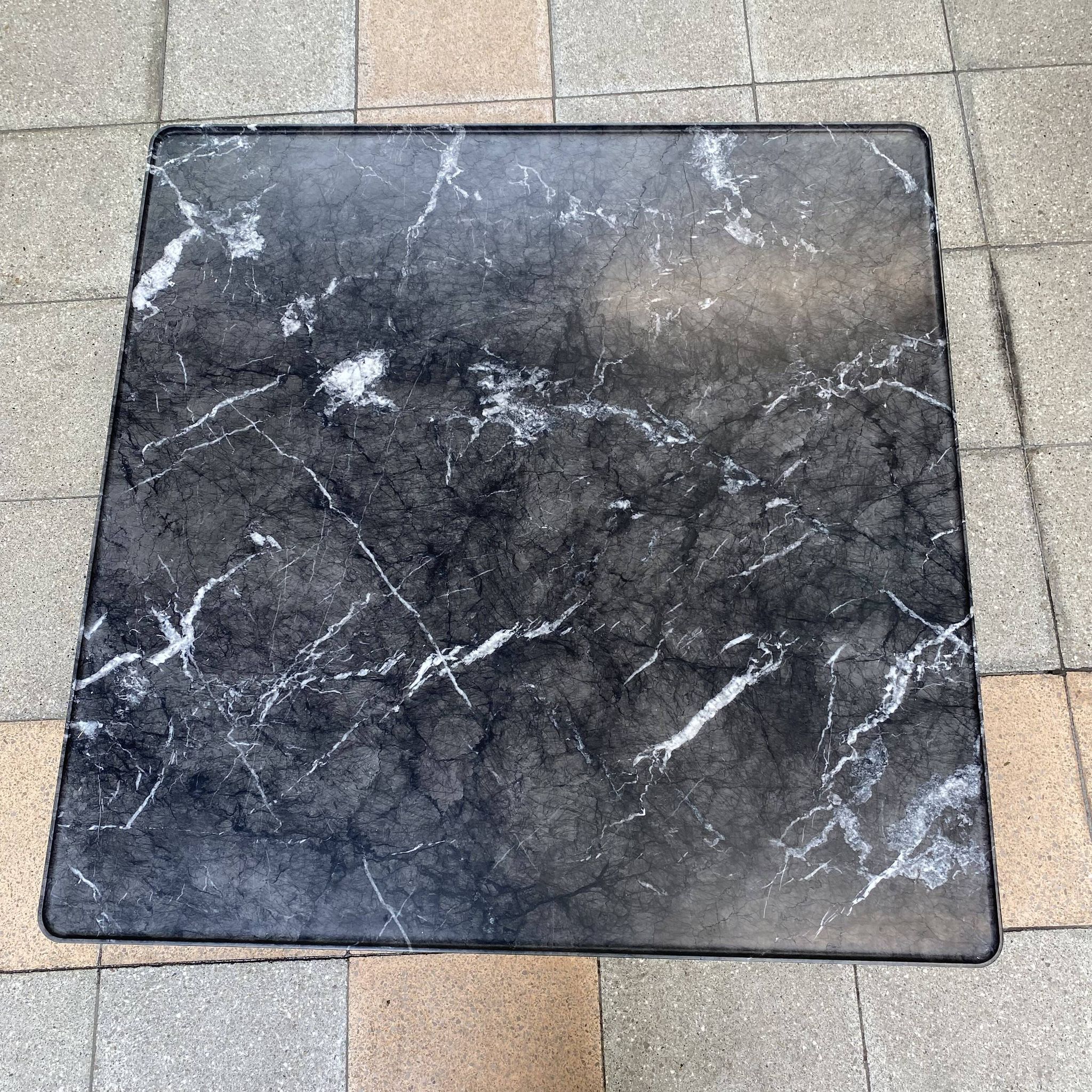 Square table Torei in grey Carnico marble, Cassina