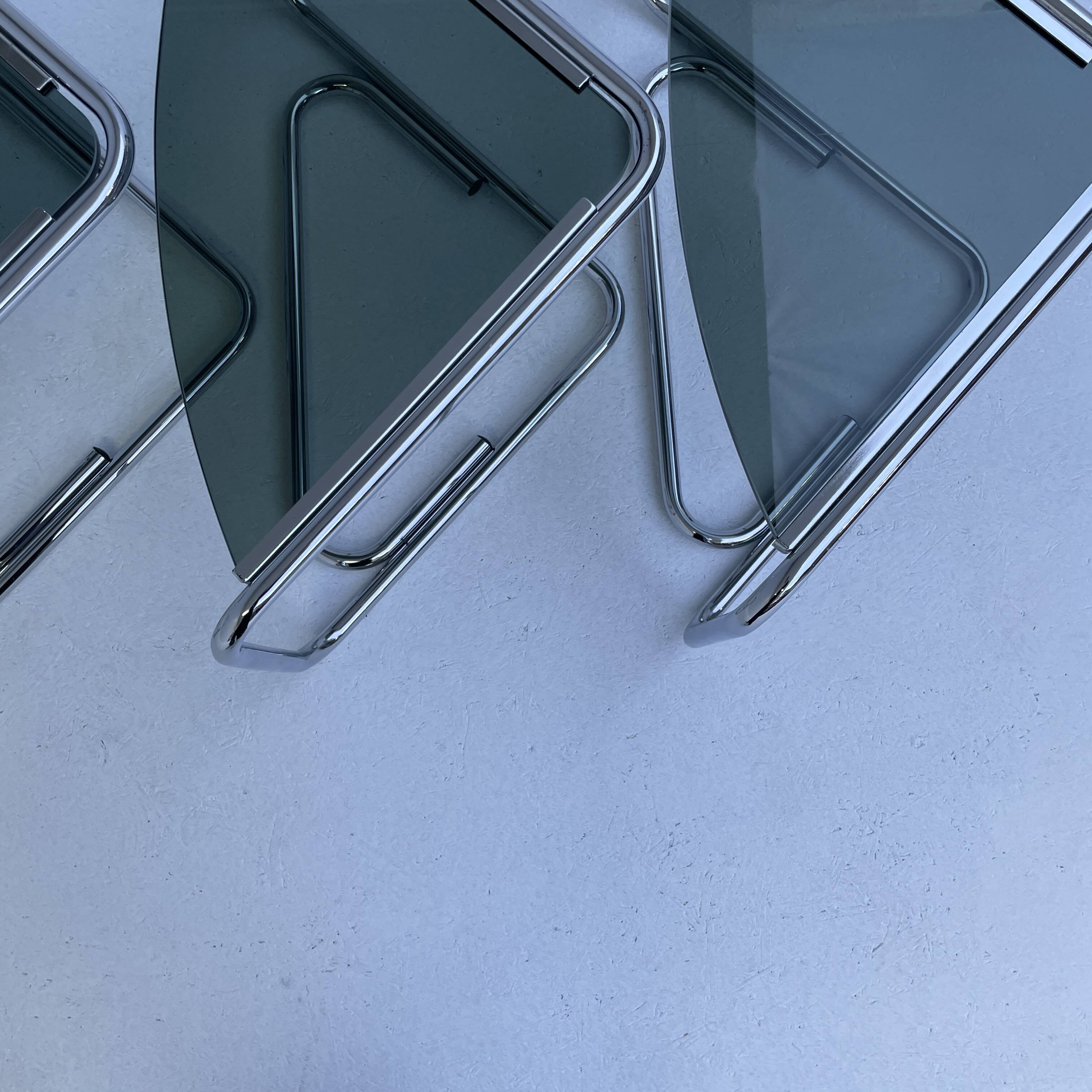 Italian modular coffee table in chrome and smoked glass