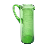 Pichet à orangeade vintage en verre uranifère soufflé vert dichroïque - Broc ouraline