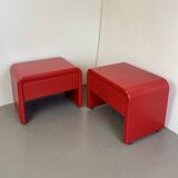 Pair of red bedside tables, 1980s
