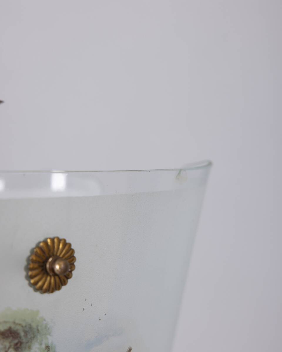 Vintage 1950s chandelier in decorated glass, italian design