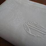 Art Deco damassed tablecloth and monogram 270 x 155