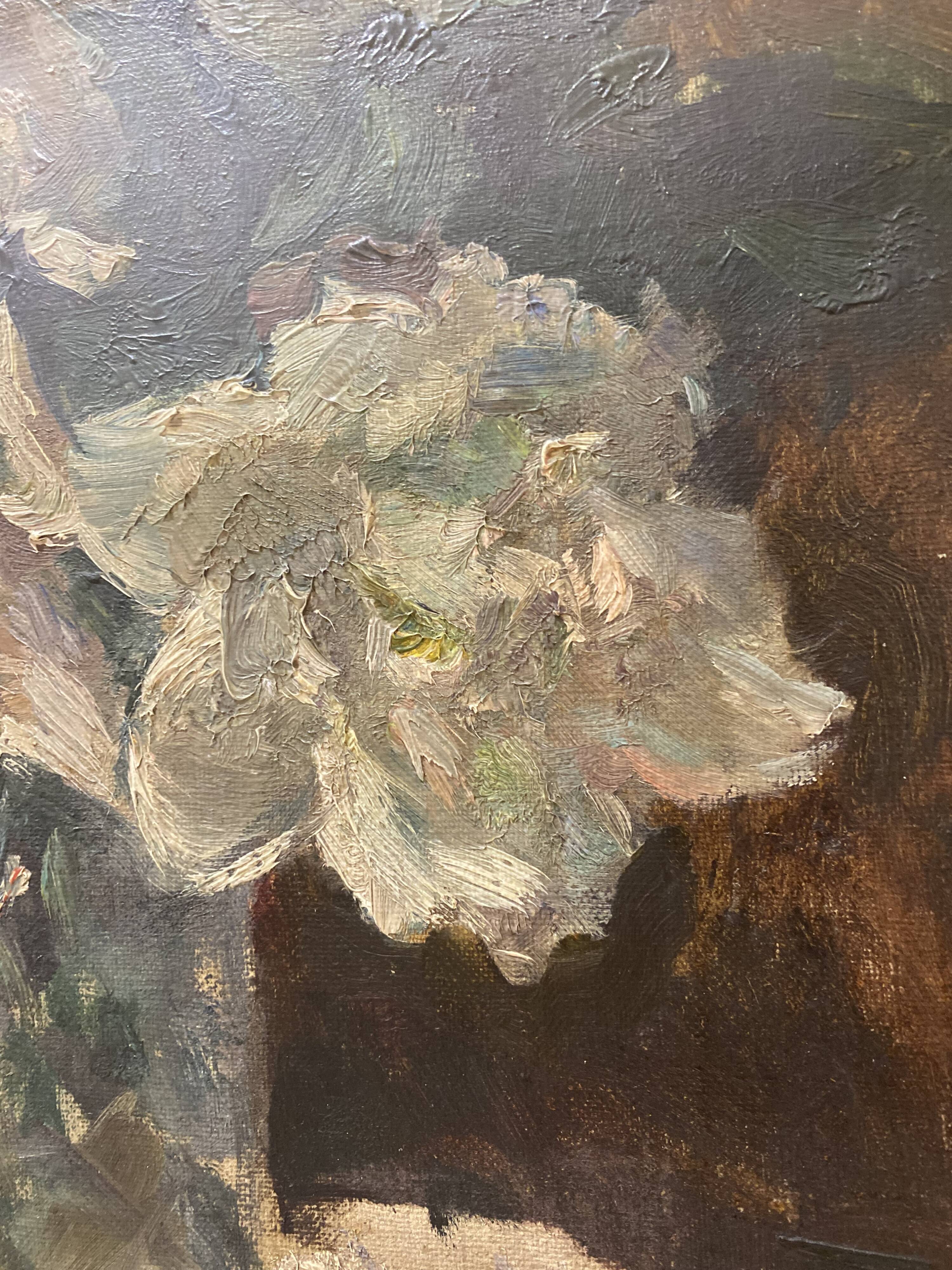 Oil on canvas bouquet of flowers 20th century