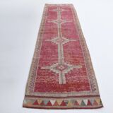 Super Soft Pink Turkish Vintage Runner Rug, 95x337Cm