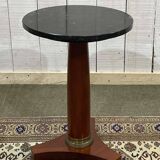 1960s Empire style pedestal table in cherry wood with black marble top