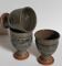 Three vintage glazed stoneware potter's cups