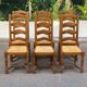 6 solid wood chairs carved and straw-covered with high farmhouse-style backs