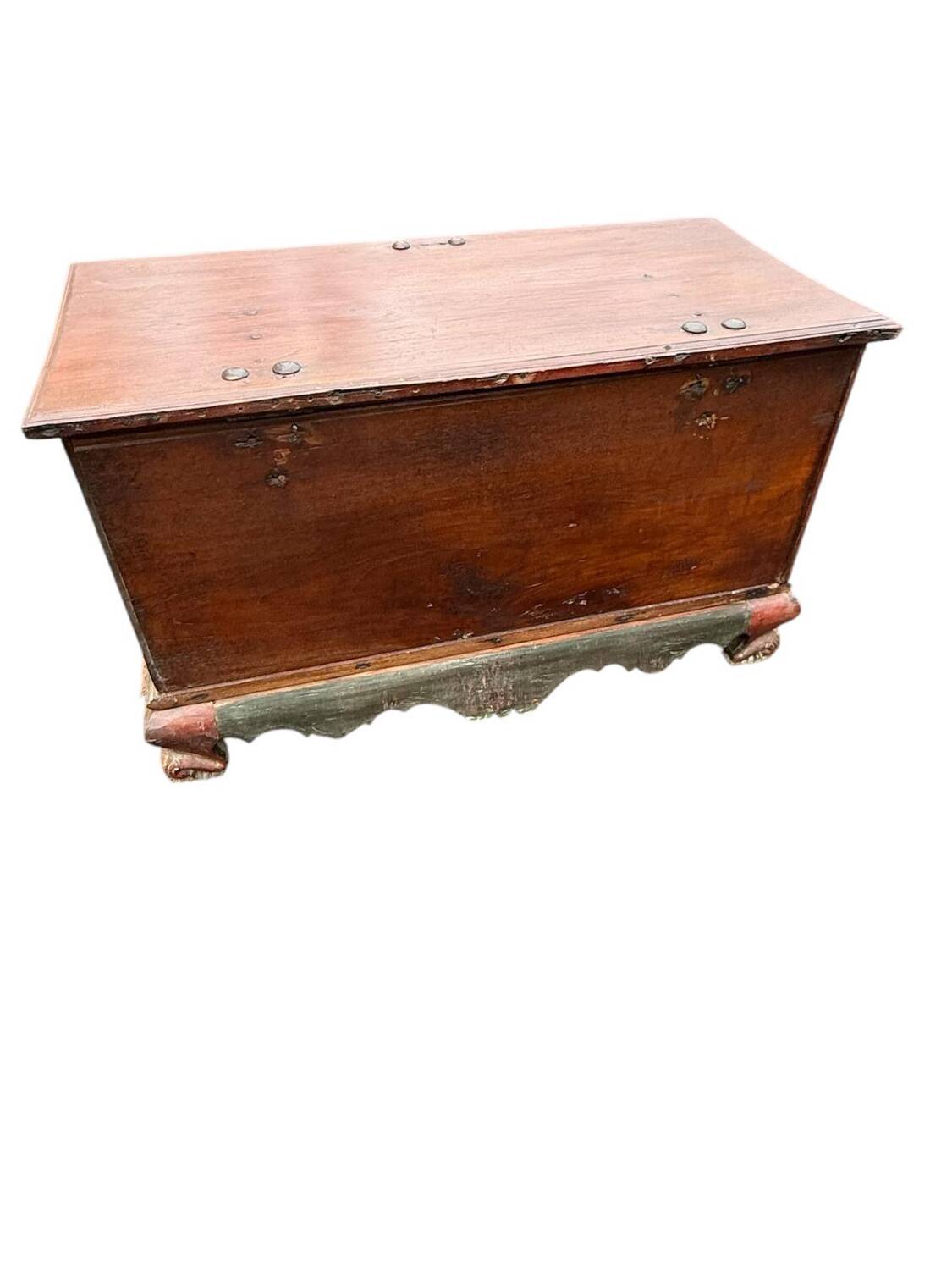 Large antique chest / bed end in solid exotic mahogany wood. 19th century