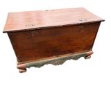 Large antique chest / bed end in solid exotic mahogany wood. 19th century
