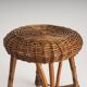 Vintage rattan & wicker stool – plant stand
