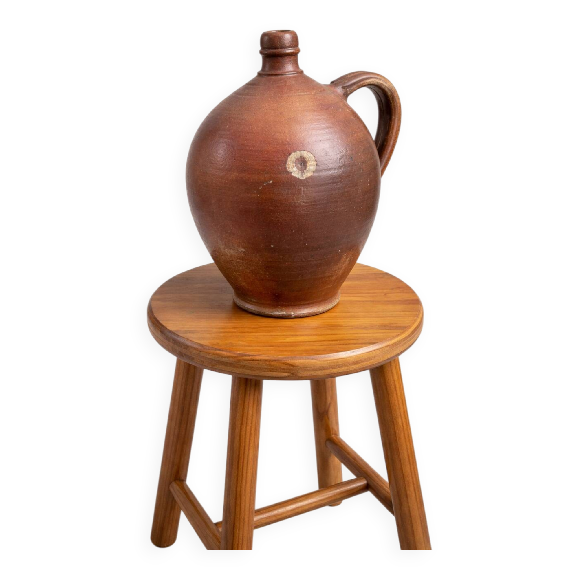 Ancient glazed stoneware cruche – authentic patina – 19th century