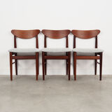 Set of three teak chairs, danish design, 1970s