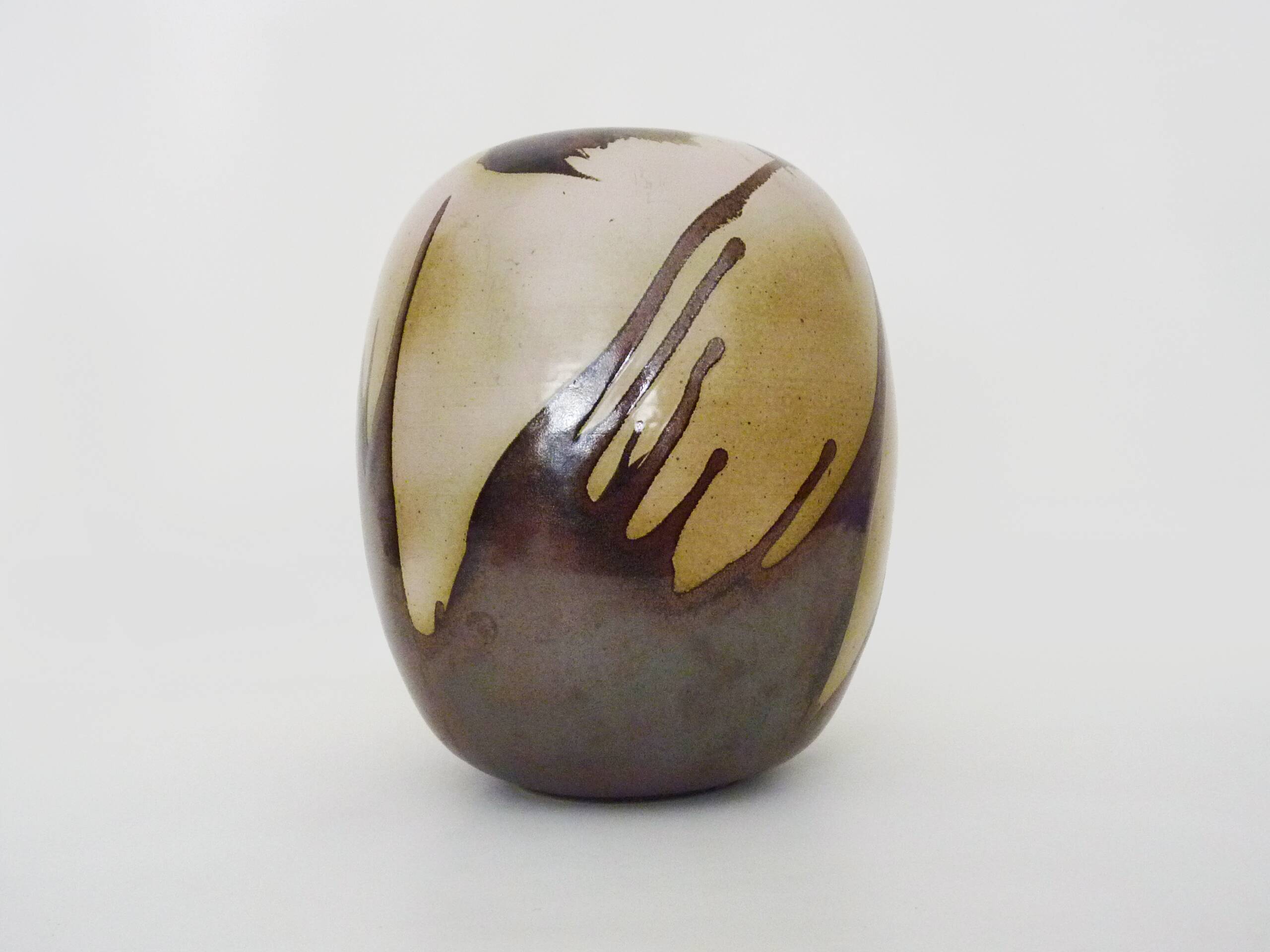 Large enameled stoneware vase by Denis Bouniard Atelier des Cendres 1991