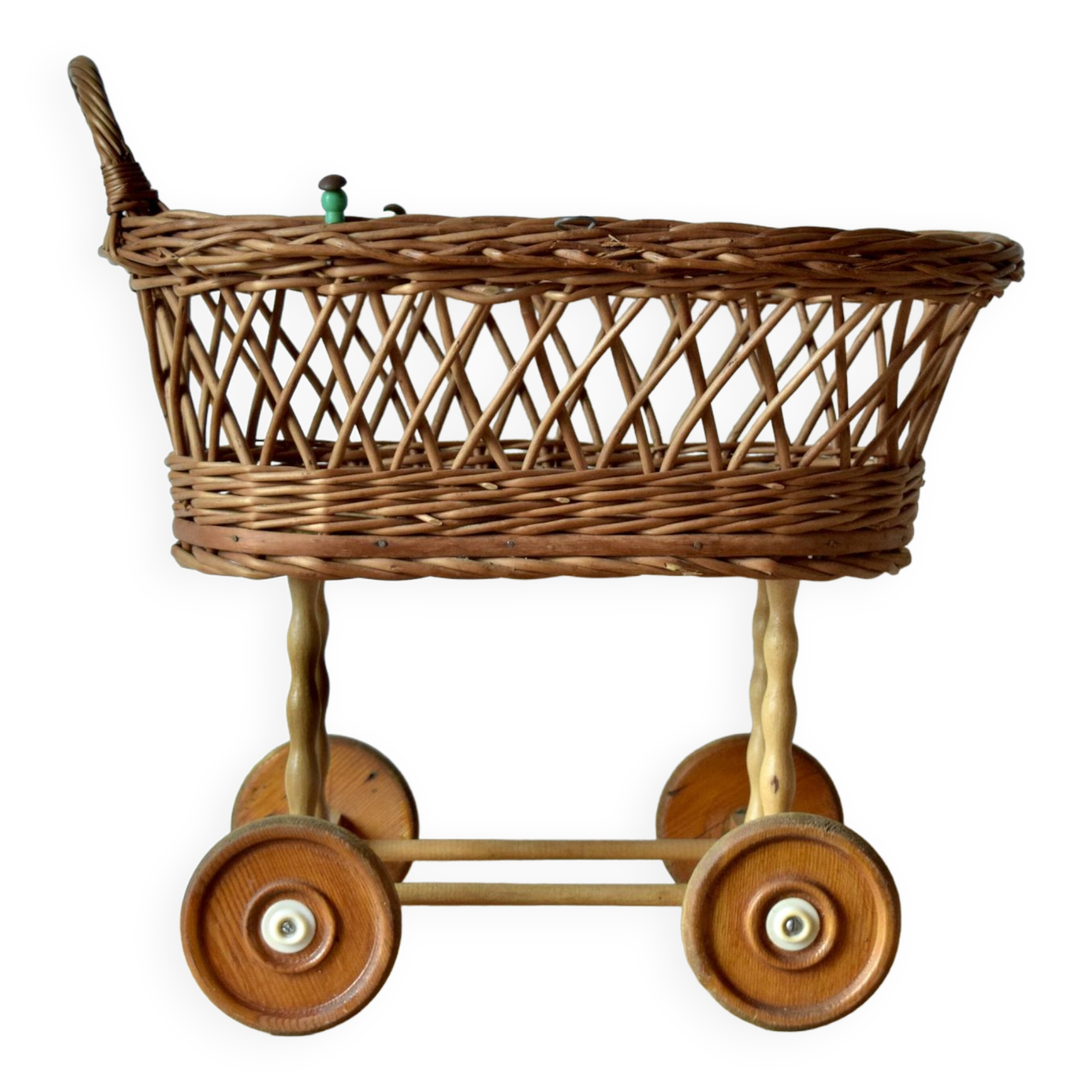 Old dolls pram - wooden wheels