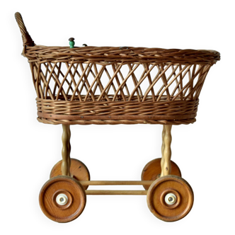 Old dolls pram - wooden wheels