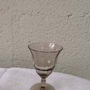 Liqueur glass Brown and gold edging and 9 small glasses Decanter's vintage liquor