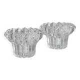 Elegant pair of faceted cut crystal candlesticks