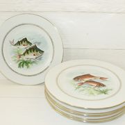 Lot 6 old fish plates, Sofafils porcelain