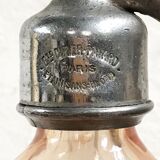 Siphon ancien en verre rose