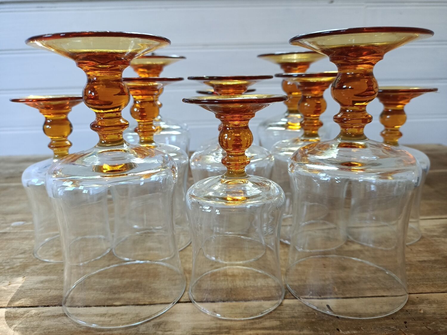 8 amber foot glasses