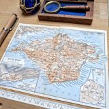 Île de Wight, Angleterre, plan original imprimé en 1913.