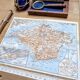 Île de Wight, Angleterre, plan original imprimé en 1913.