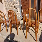 6 chaises Baumann en bois et simili cuir