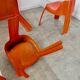 Table and 4 chairs in orange fiberglass design from the 70s Patrick Gingembre Paulus edition
