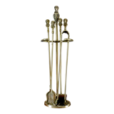 Servant, accessories fireplace, marked chiseled bronze and brass, 5 pieces