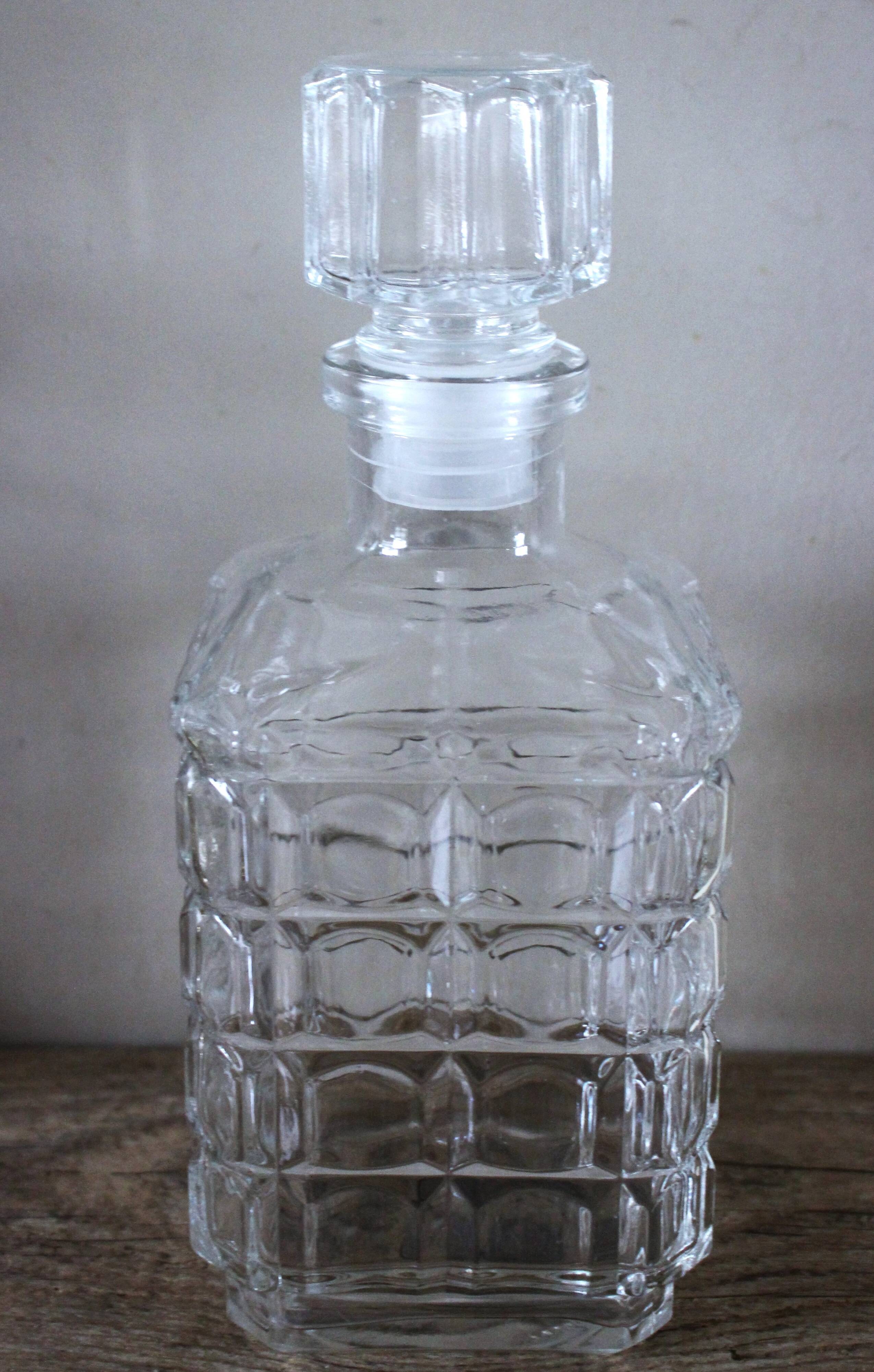 Vintage relief square glass whisky carafe