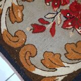 Tapis Hooked Antique Américain, Début XXe Siècle, Motifs Floraux