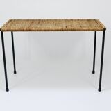 Long side table by Carl Aubock, flower bench, rattan, wicker, Austria, 1950s