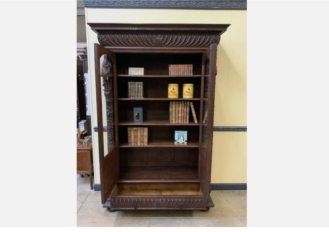 Imposing antique Neo-Renaissance bookcase