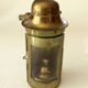 Decorative brass and glass oil lamp, wind light with wooden handle, vintage from the 1970s