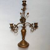 Antique candle holder old brass sunflower baroque countryside three branches