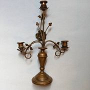 Antique candle holder old brass sunflower baroque countryside three branches