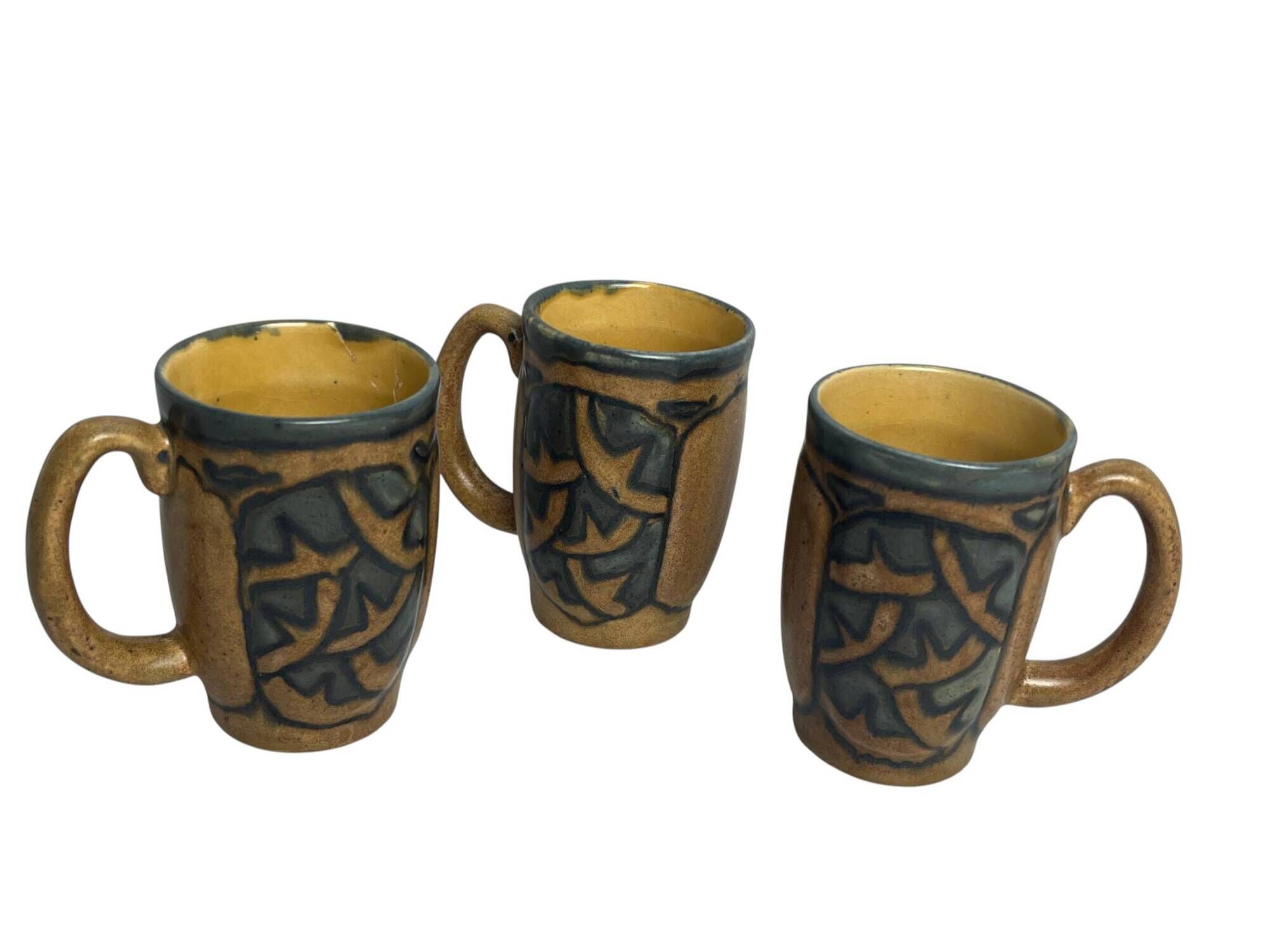 Quimper Odetta, three numbered cider cups signed from around 1920.
