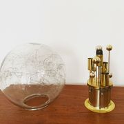Golden mid-century ice glass ceiling lamp by Doria
