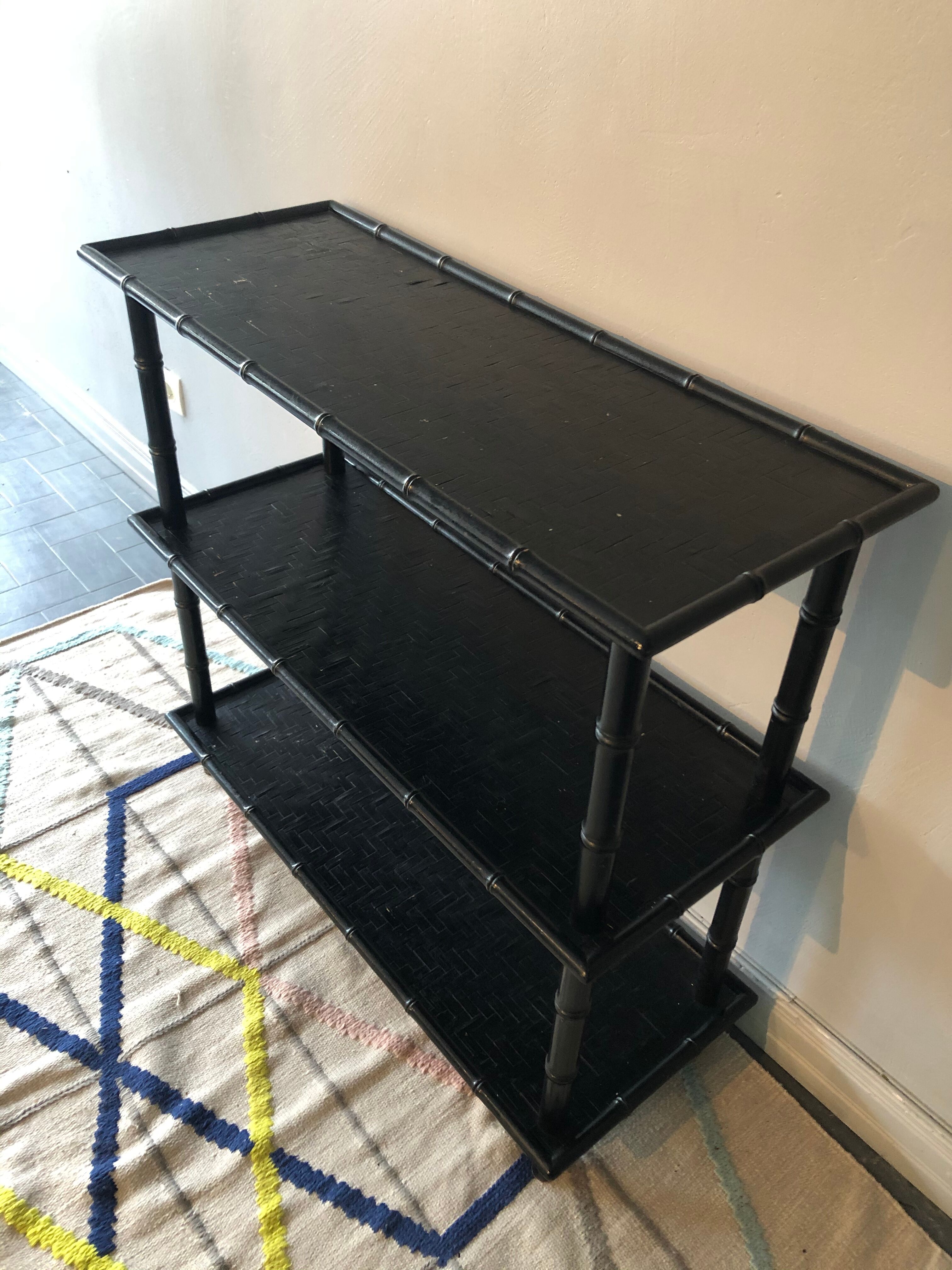 Vintage bamboo black shelf