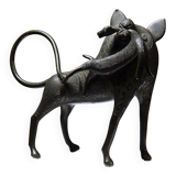 Subject, lion, hyena, beast in Bronze from Benin Dahomey Cotonou vintage/old