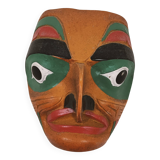 Décoration murale masque amérindien multicolore en bois