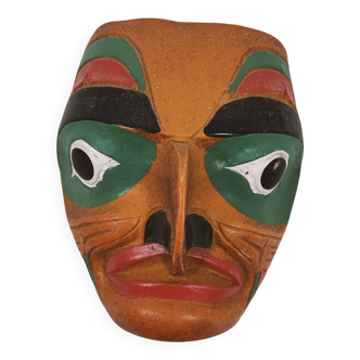 Multicolored Native American wooden mask wall decoration