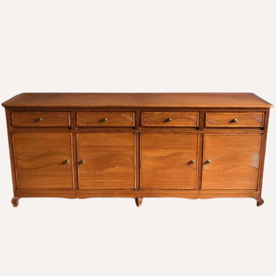 Pencil or split reed rattan wicker side board cabinet, Vivai del Sud