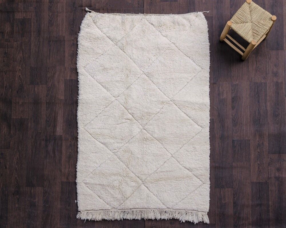 Berber carpet wool White 125x190 cm