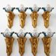 Set esclusivo: 8 applique "f.b.a.i. & tiche" – ottone dorato e porcellana b