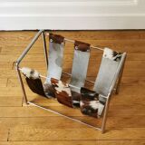 Magazine holder chrome and leather, 1970
