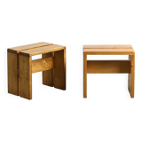 Pair of pine stools, Les Arcs circa 1970