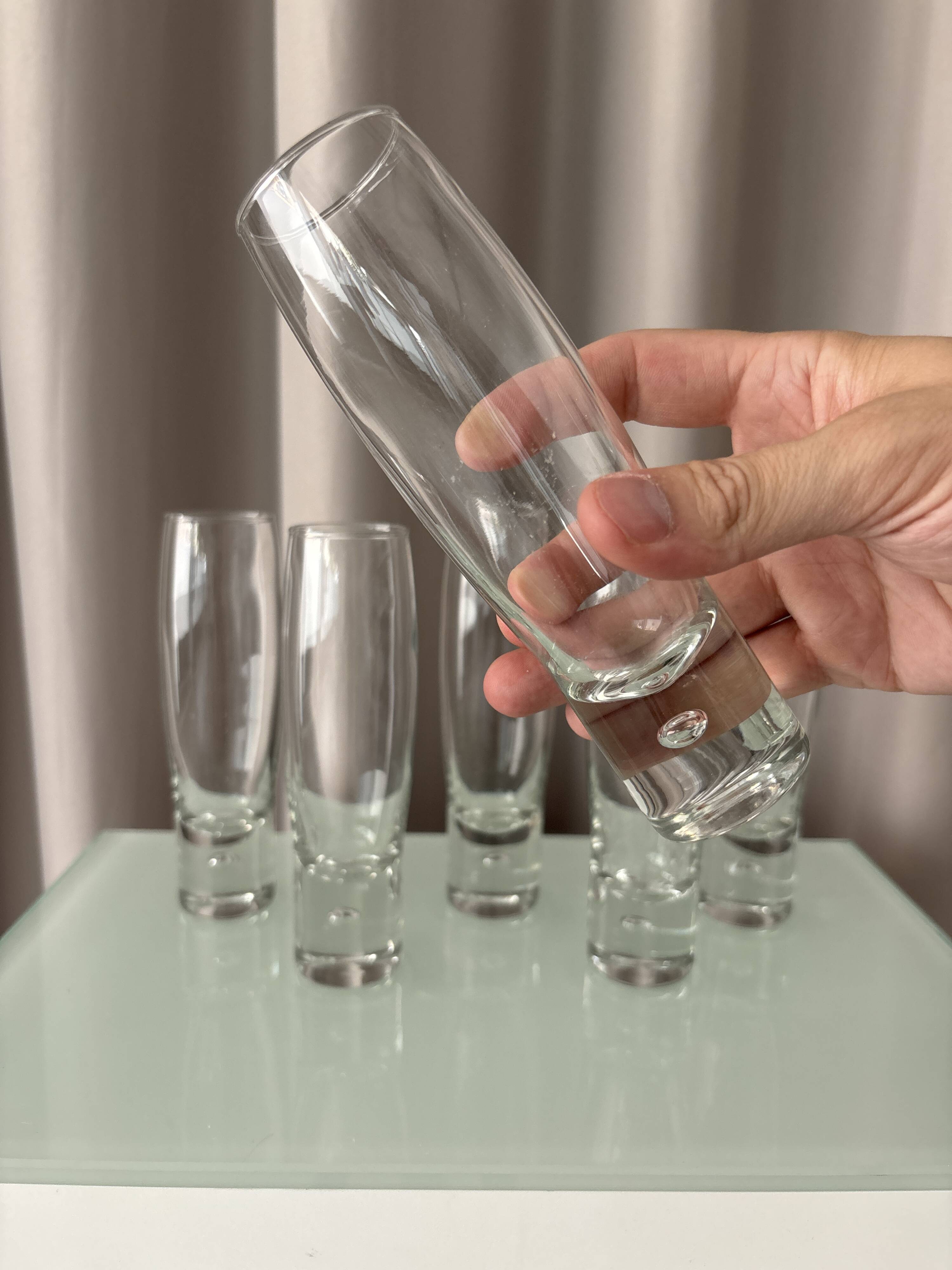 Set of 6 Vintage Durobor Bubble Champagne Flutes | Belgian Design